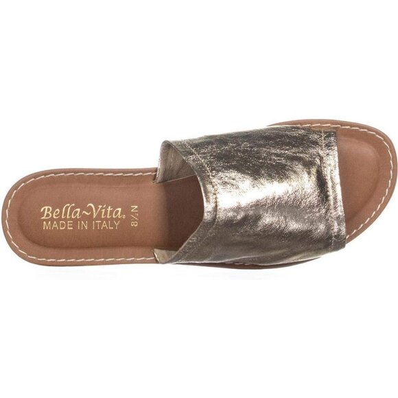 Bella Vita Women's TES-Italy Slide Sandal Heeled US 8.5 WW GOLD Leather - Picture 3 of 5